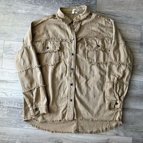 Elan Jacket Women’s Size Medium Frayed Shacket Grunge Rock & Roll Oversized - Picture 8 of 9